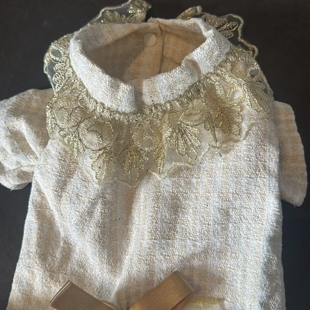 Petstyle Cream & Gold Dog Dress Size L NEW